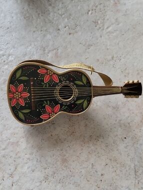 Floral Decorative Mini Guitar Ornament - Musical